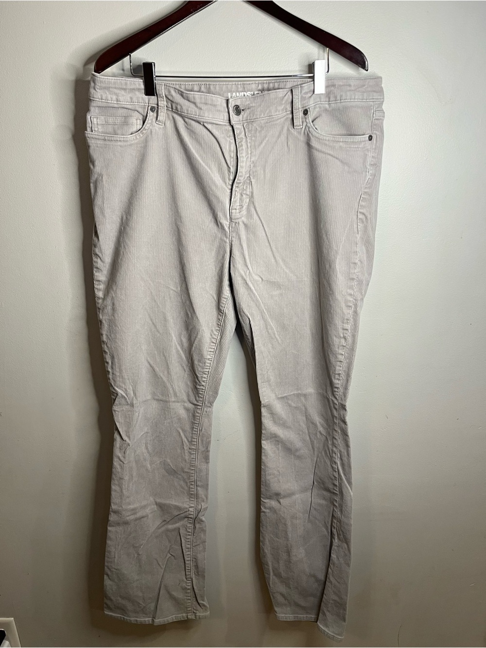 Lands’ End Women’s Corduroy Mid-Rise Bootcut Pants Size 18 Tall Light Tan